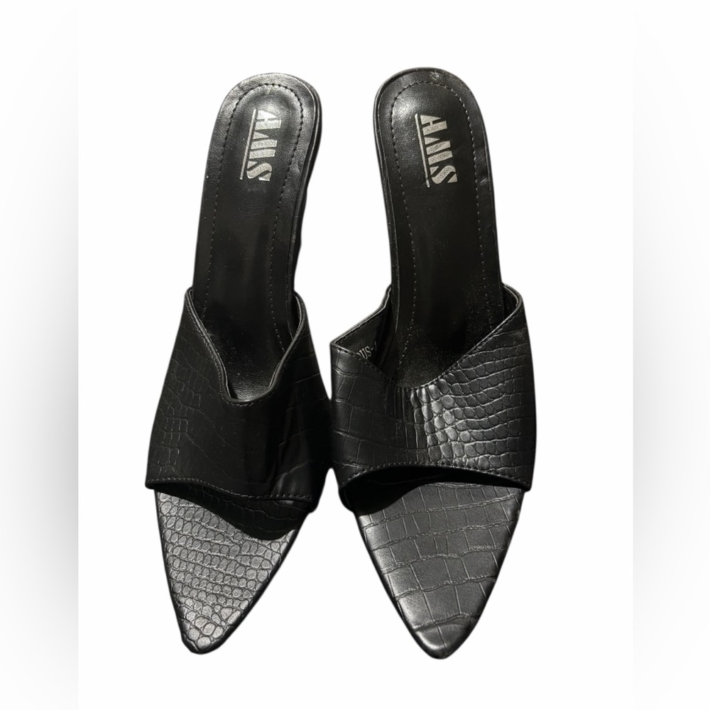 Black faux leather platform heels #partyshoes size 10